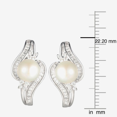 White Cultured Freshwater Pearl Sterling Silver 15.9mm Stud Earrings