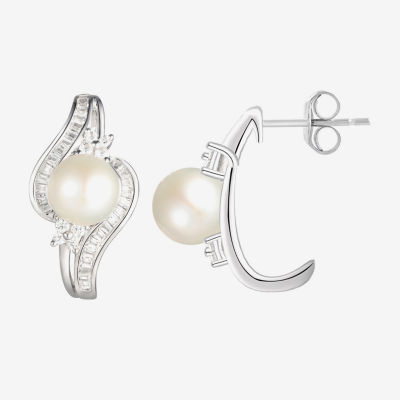 White Cultured Freshwater Pearl Sterling Silver 15.9mm Stud Earrings