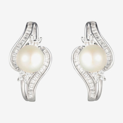 White Cultured Freshwater Pearl Sterling Silver 15.9mm Stud Earrings