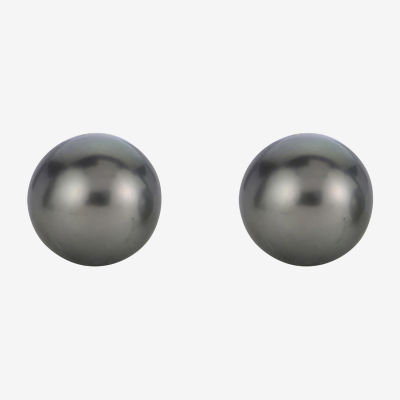 Black Cultured Tahitian Pearl 14K Gold 9.5mm Ball Stud Earrings