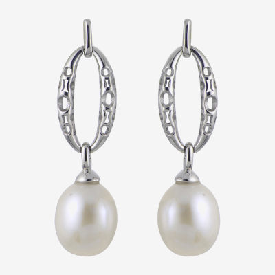 Cultured Freshwater Pearl Sterling Silver Drop Earrings