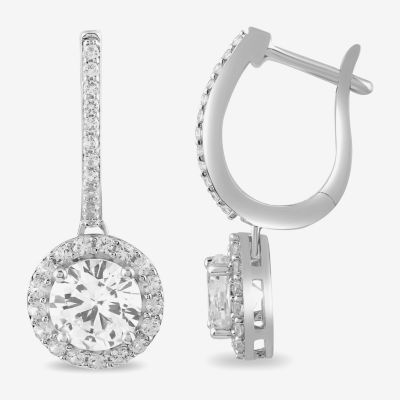 Lab Created White Sapphire Sterling Silver 23.6mm Hoop Earrings
