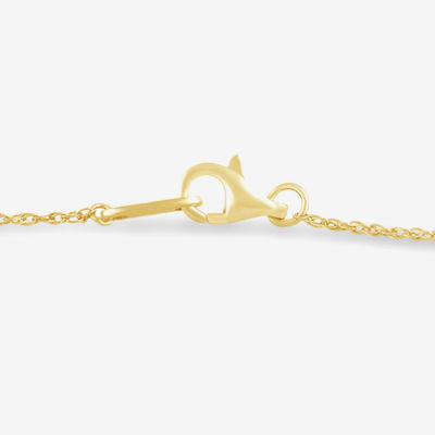 Womens 10K Gold 7.25 Inch Rope Heart Chain Bracelet