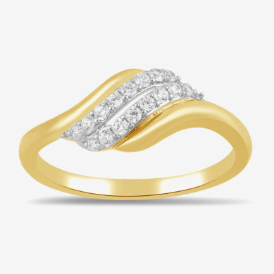 Womens 1/6 CT. T.W. Lab Grown White Diamond 10K Gold Cocktail Ring