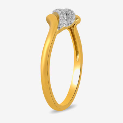 Womens 1/6 CT. T.W. Lab Grown White Diamond 10K Gold Cocktail Ring