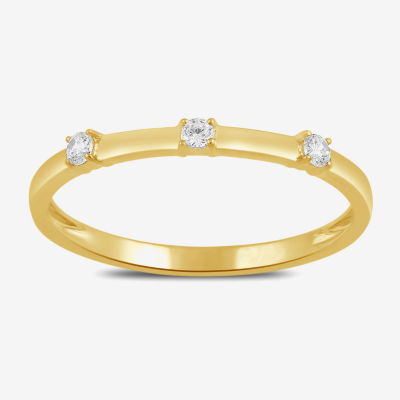 Womens Diamond Accent Lab Grown White 10K Gold Delicate Cocktail Ring