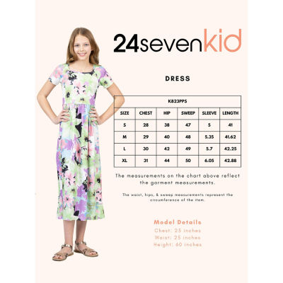 24sevenkid Big Girls Short Sleeve Floral Maxi Dress