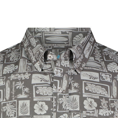 ANGLR Casual Woven Aloha Blueprint Mens Short Sleeve Classic Fit Stretch Fabric Button-Down Shirt
