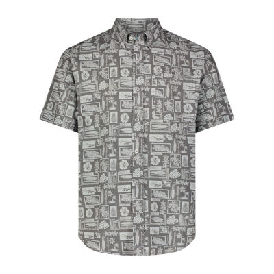 ANGLR Aloha Blueprint Mens Short Sleeve Button-Down Shirt