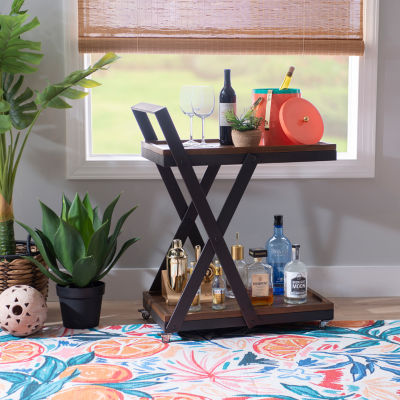 Ebbtide Wood-Top Serving Cart