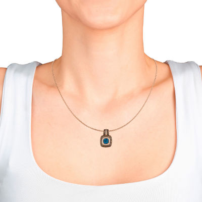 Le Vian® Pendant featuring 1 CT. Deep Sea Blue Topaz™ 1/4 CT. Nude Diamonds™  3/8 CT. Chocolate Diamonds® set in 14K Strawberry Gold®