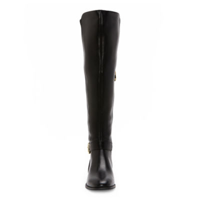 Liz Claiborne Womens Jepson Stacked Heel Over the Knee Boots