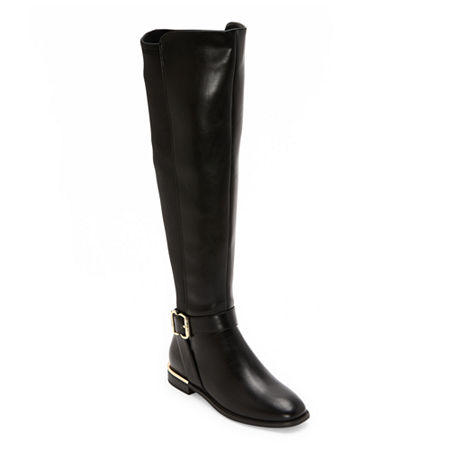 Liz Claiborne Womens Jepson Flat Heel Over the Knee Boots, 6 Medium, Black