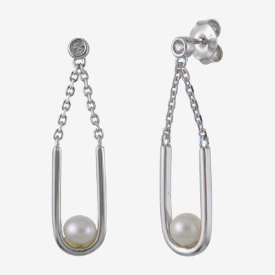 Cultured Freshwater Pearl Sterling Silver Drop Earrings