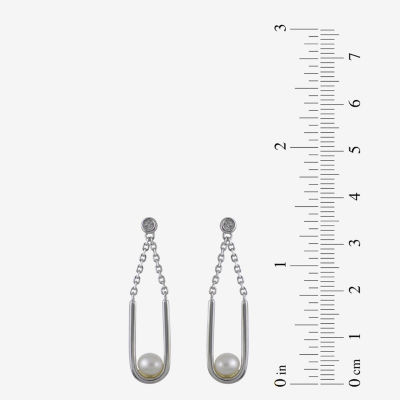 White Cultured Freshwater Pearl Sterling Silver Drop Earrings