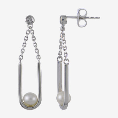 Cultured Freshwater Pearl Sterling Silver Drop Earrings