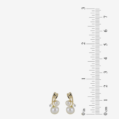 Diamond Accent White Cultured Freshwater Pearl 14K Gold Drop Earrings