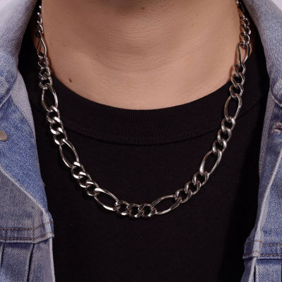 Mens Stainless Steel 11mm Figaro Chain