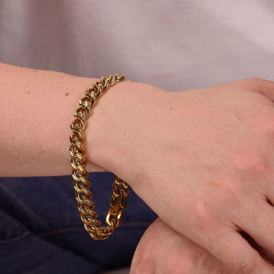 Stainless Steel 10 Inch Solid Curb Chain Bracelet