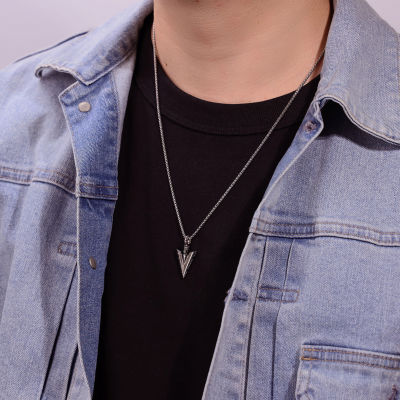 Mens Stainless Steel 24 Inch Pendant Necklace