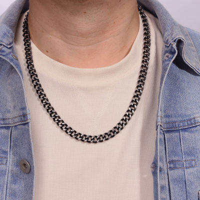 Stainless Steel Inch Solid Curb Chain Necklace