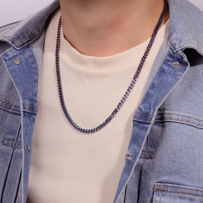 Stainless Steel Inch Solid Curb Chain Necklace