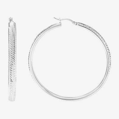 Sterling Silver 55mm Round Hoop Earrings