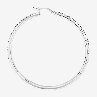 Sterling Silver 55mm Round Hoop Earrings