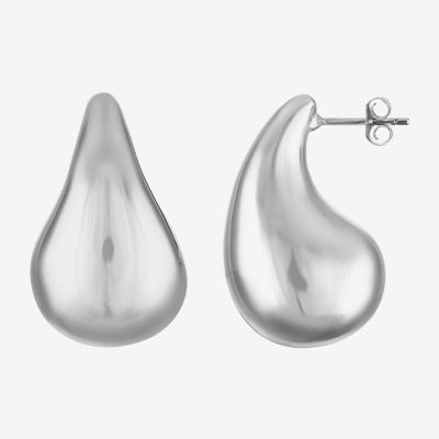 Womens Sterling Silver 33mm Hoop Earrings