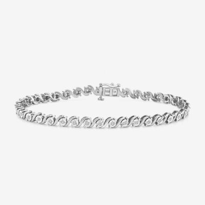 (I / I1) Womens 1/2 CT. T.W. Lab Grown White Diamond Sterling Silver 7.25 Inch Tennis Bracelet