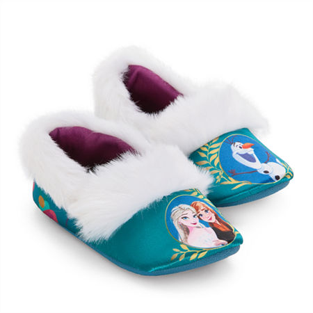 Disney Collection Girls Frozen Slip-On Slippers, 5-6, Blue