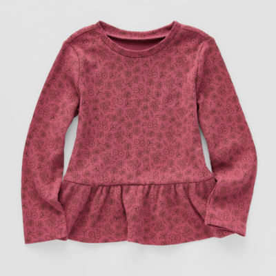 Okie Dokie Toddler & Little Girls Round Neck Long Sleeve T-Shirt