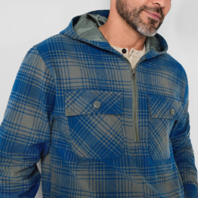 Victory Flannel Pullover Mens Hooded Midweight Shirt Jacket, Color