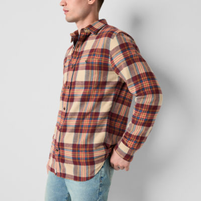 mutual weave Mens Regular Fit Long Sleeve Flannel Shirt