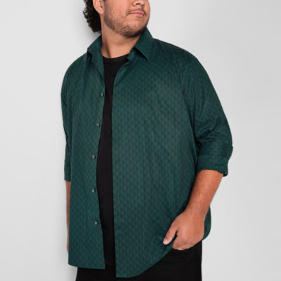 Shaquille O'Neal XLG Mens Long Sleeve Classic Fit Big and Tall Button-Down Shirt