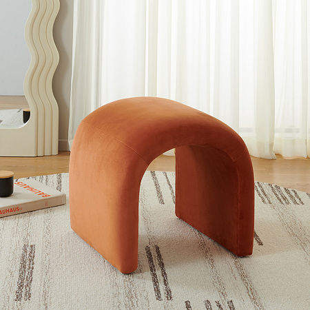 Kibo Cushioned Ottoman, One Size, Orange