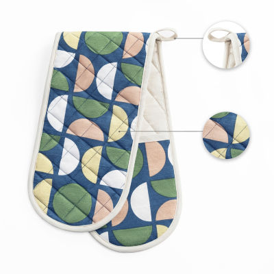 No 918 Scandi Quilted Geometric Print Kitchen Double Oven Mitt