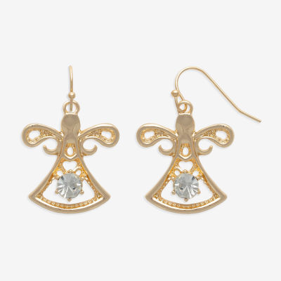 Mixit Gold Tone Angel Womens Glass Drop Earrings