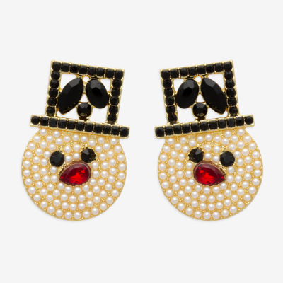 Mixit Snowman Multi Color Glass 21.3mm Stud Earrings