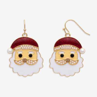 Mixit Santa Claus Womens Multi Color Cubic Zirconia Drop Earrings