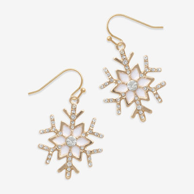 Mixit Gold Tone Snowflake Womens Multi Color Glass Drop Earrings