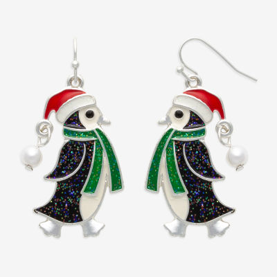 Mixit Holiday Penguin Womens Drop Earrings