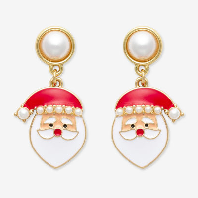 Mixit Gold Tone Santa Claus Stainless Steel 17.9mm Stud Earrings