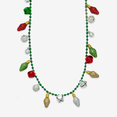 Mixit Holiday Light Bulbs And Bells Womens 30 Inch Beaded Necklace