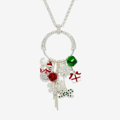 Mixit Holiday Cluster Charm Womens Multi Color Cubic Zirconia 32 Inch Pendant Necklace