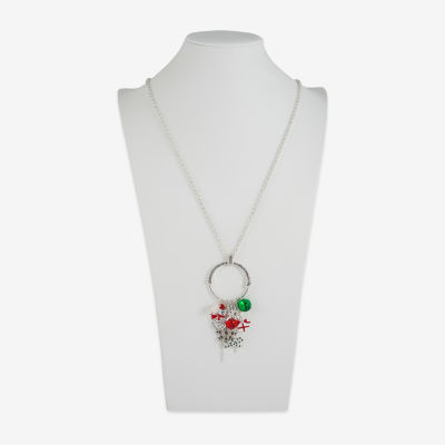 Mixit Holiday Cluster Charm Womens Multi Color Cubic Zirconia 32 Inch Pendant Necklace