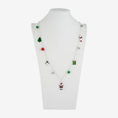 Mixit Christmas Charm Womens Multi Color Cubic Zirconia 36 Inch Beaded Necklace