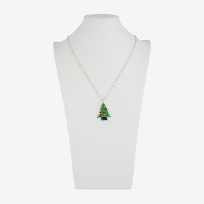 Mixit Christmas Tree Womens Multi Color Cubic Zirconia 24 Inch Pendant Necklace