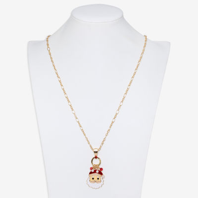 Mixit Gold Tone Santa Womens Multi Color Cubic Zirconia 30 Inch Pendant Necklace