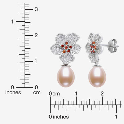 Womens Cultured Freshwater Pearl Sterling Silver Drop Earrings
